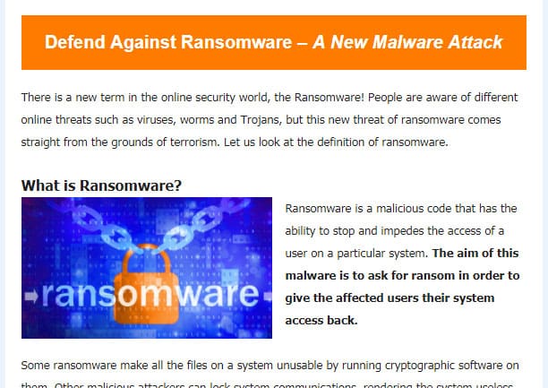 Defend Against Ransomware – A New Malware Attack