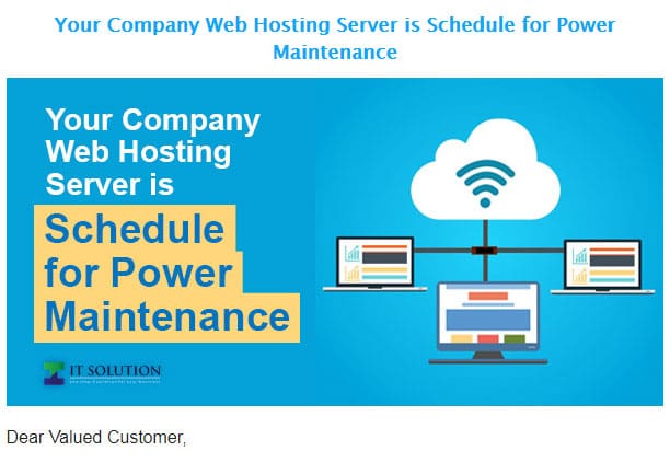 Web Hosting Server is Schedule for Power Maintenance