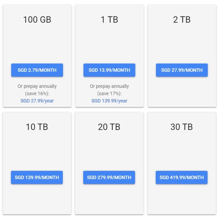 google drive storage pricing 2020